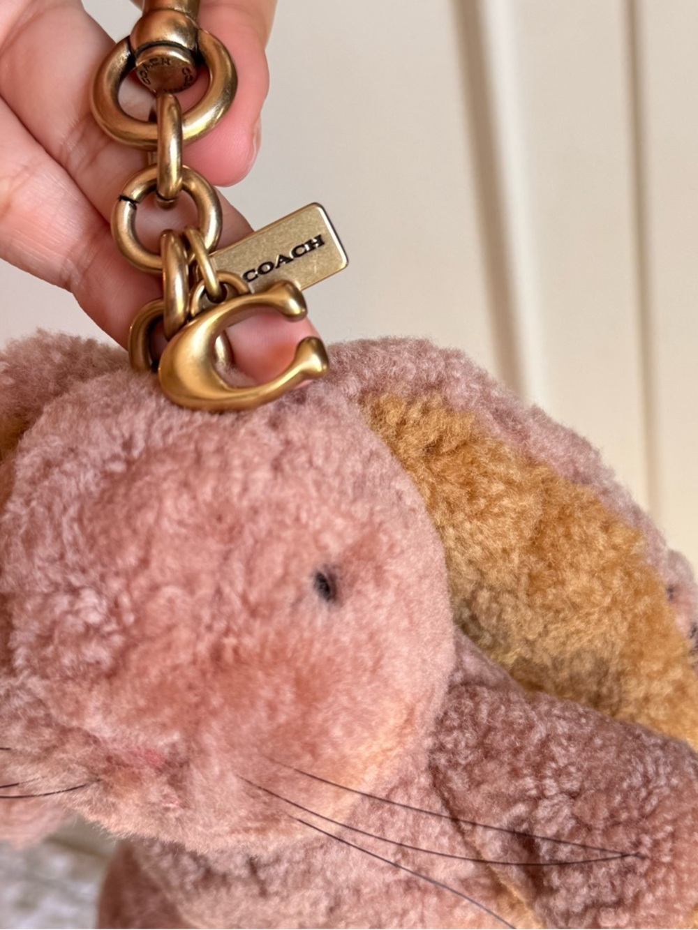 Coach Floppy Bunny Plushie Bag Charm made from genuine shearling - Picture 3 of 5